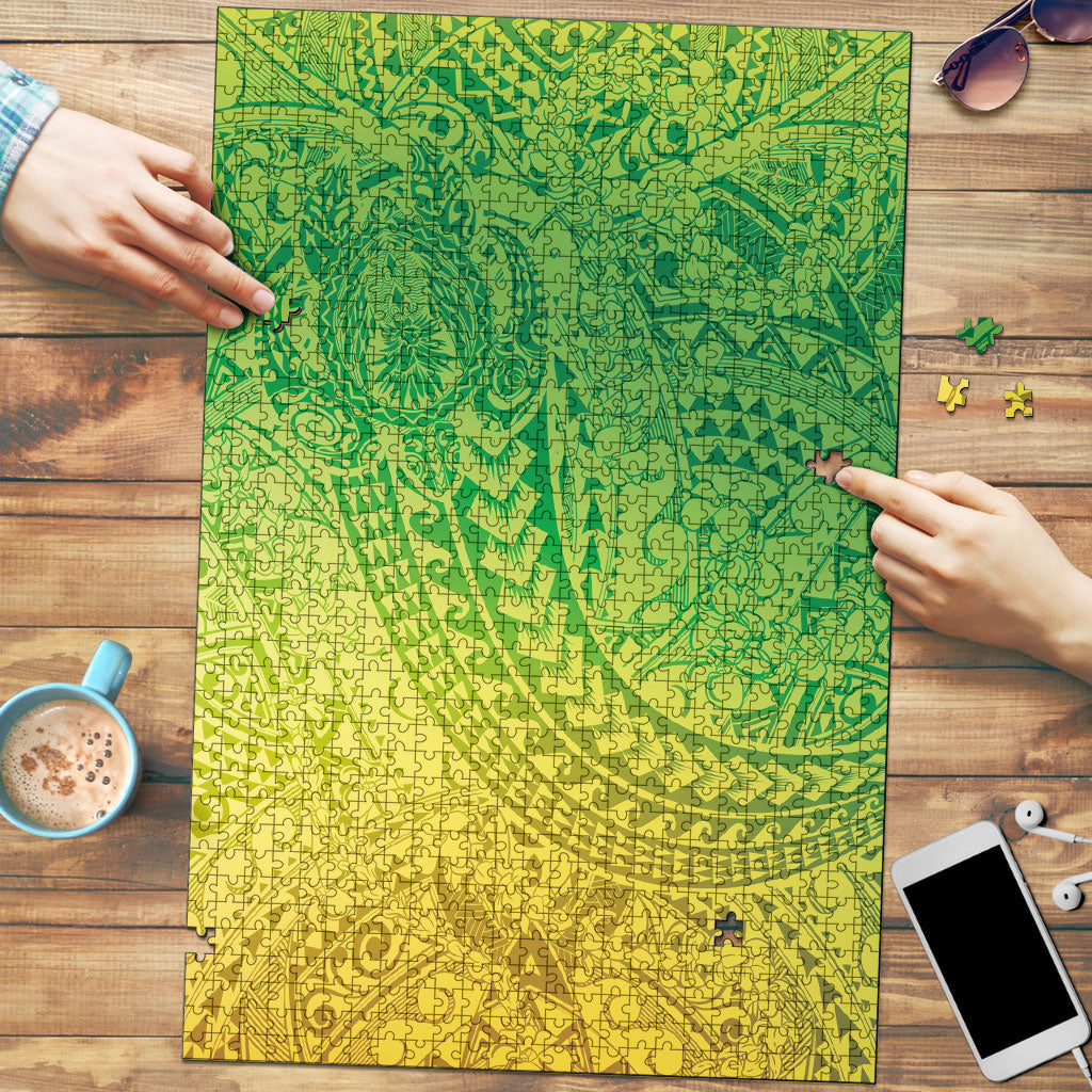 Hawaiian Turtles and Leis Puzzle Tribal Kakau Pattern Fresh Summer Vibe