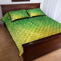 Hawaiian Turtles and Leis Quilt Bed Set Tribal Kakau Pattern Fresh Summer Vibe