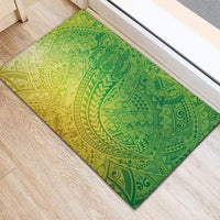 Hawaiian Turtles and Leis Rubber Doormat Tribal Kakau Pattern Fresh Summer Vibe