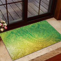 Hawaiian Turtles and Leis Rubber Doormat Tribal Kakau Pattern Fresh Summer Vibe
