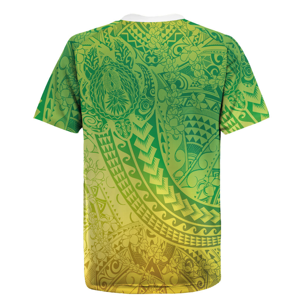 Hawaiian Turtles and Leis Rugby Jersey Tribal Kakau Pattern Fresh Summer Vibe