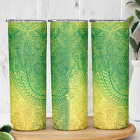 Hawaiian Turtles and Leis Skinny Tumbler Tribal Kakau Pattern Fresh Summer Vibe