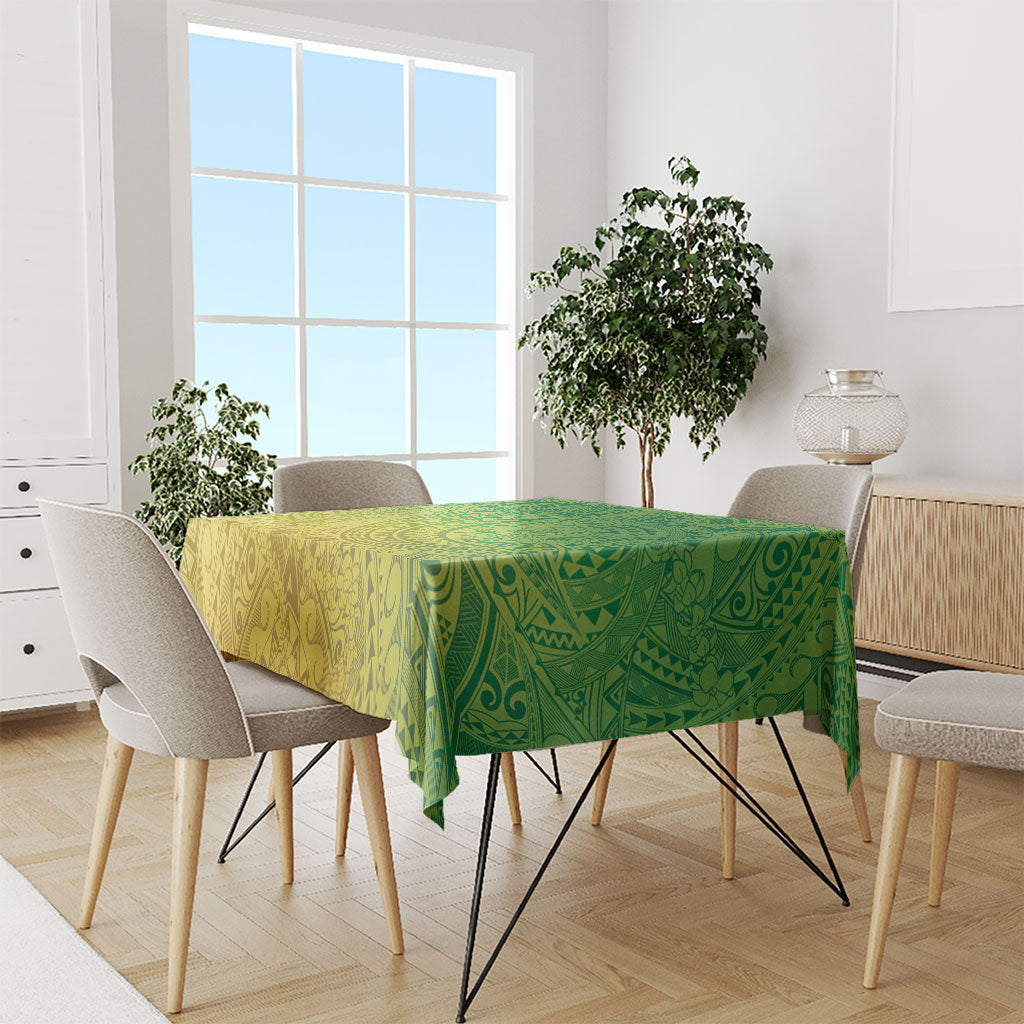 Hawaiian Turtles and Leis Tablecloth Tribal Kakau Pattern Fresh Summer Vibe