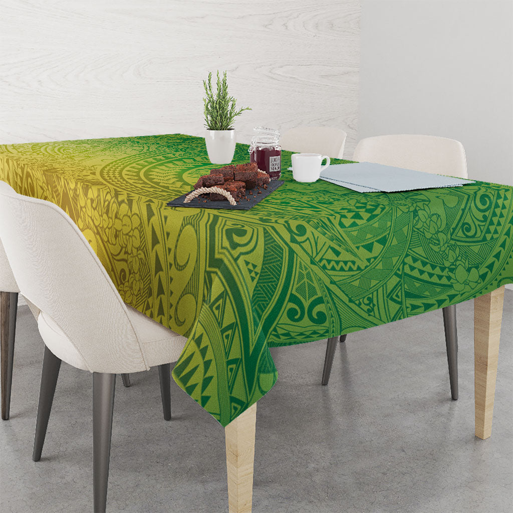 Hawaiian Turtles and Leis Tablecloth Tribal Kakau Pattern Fresh Summer Vibe