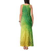 Hawaiian Turtles and Leis Tank Maxi Dress Tribal Kakau Pattern Fresh Summer Vibe