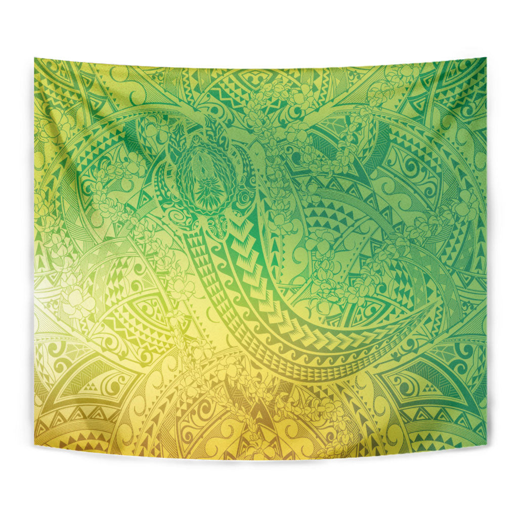 Hawaiian Turtles and Leis Tapestry Tribal Kakau Pattern Fresh Summer Vibe