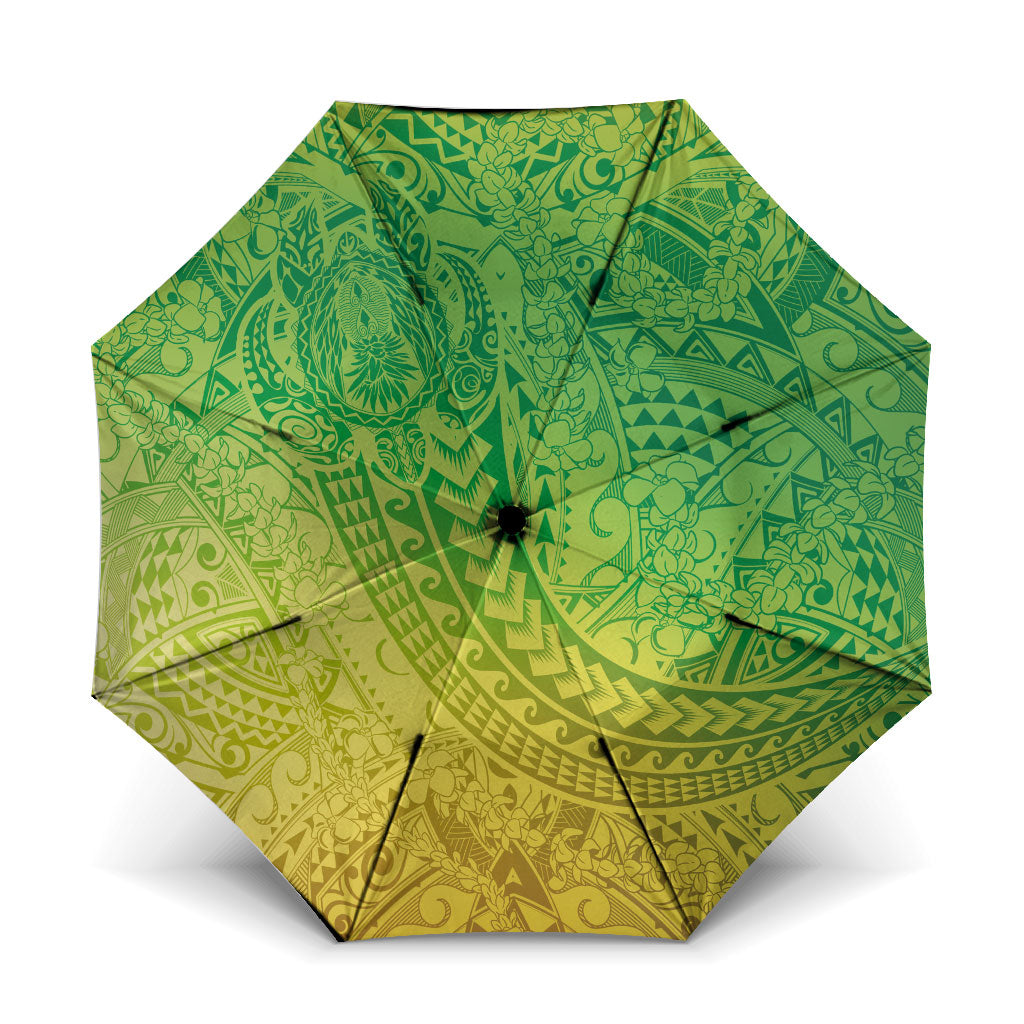 Hawaiian Turtles and Leis Umbrella Tribal Kakau Pattern Fresh Summer Vibe
