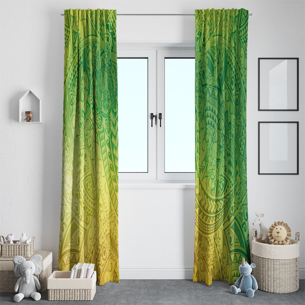 Hawaiian Turtles and Leis Window Curtain Tribal Kakau Pattern Fresh Summer Vibe