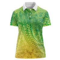 Hawaiian Turtles and Leis Women Polo Shirt Tribal Kakau Pattern Fresh Summer Vibe