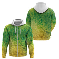 Hawaiian Turtles and Leis Zip Hoodie Tribal Kakau Pattern Fresh Summer Vibe