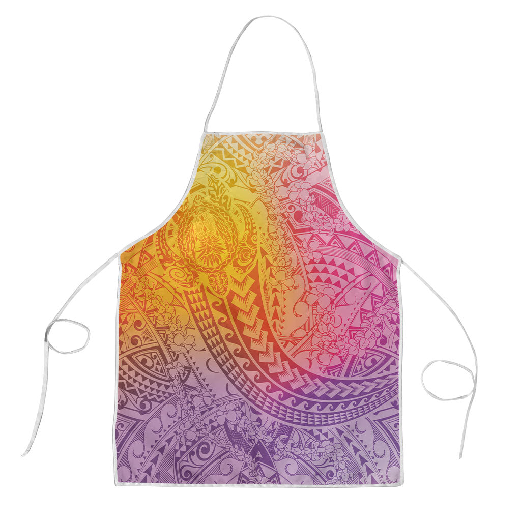 Hawaiian Turtles and Leis Apron Tribal Kakau Pattern Magical Rainbow Sky