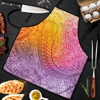 Hawaiian Turtles and Leis Apron Tribal Kakau Pattern Magical Rainbow Sky