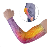 Hawaiian Turtles and Leis Arm Sleeves Tribal Kakau Pattern Magical Rainbow Sky