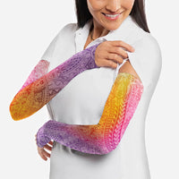 Hawaiian Turtles and Leis Arm Sleeves Tribal Kakau Pattern Magical Rainbow Sky