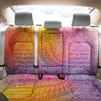 Hawaiian Turtles and Leis Back Car Seat Cover Tribal Kakau Pattern Magical Rainbow Sky