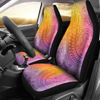 Hawaiian Turtles and Leis Car Seat Cover Tribal Kakau Pattern Magical Rainbow Sky