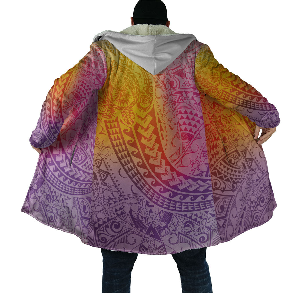 Hawaiian Turtles and Leis Cloak Tribal Kakau Pattern Magical Rainbow Sky