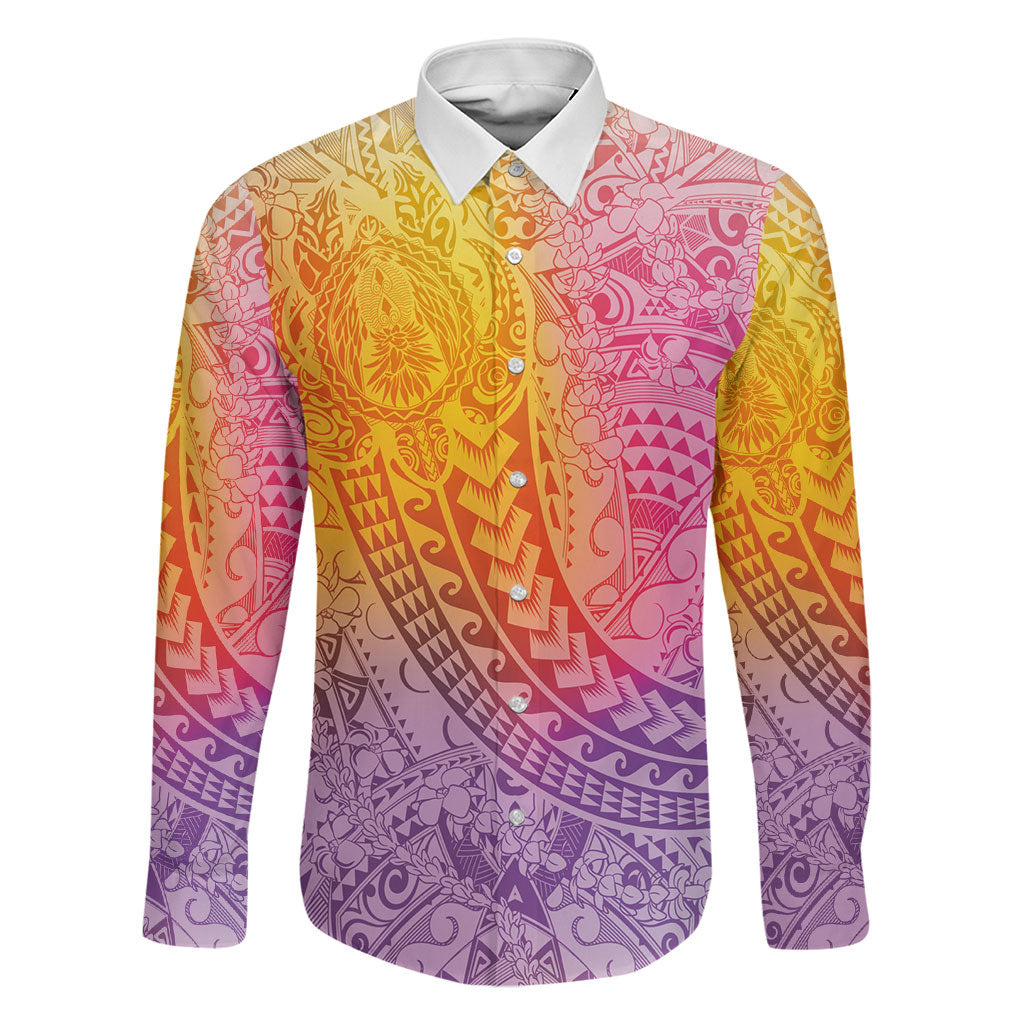 Hawaiian Turtles and Leis Family Matching Off Shoulder Maxi Dress and Hawaiian Shirt Tribal Kakau Pattern Magical Rainbow Sky