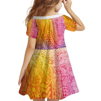 Hawaiian Turtles and Leis Family Matching Summer Maxi Dress and Hawaiian Shirt Tribal Kakau Pattern Magical Rainbow Sky