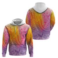 Hawaiian Turtles and Leis Hoodie Tribal Kakau Pattern Magical Rainbow Sky