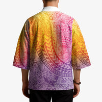 Hawaiian Turtles and Leis Kimono Tribal Kakau Pattern Magical Rainbow Sky