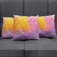 Hawaiian Turtles and Leis Pillow Cover Tribal Kakau Pattern Magical Rainbow Sky