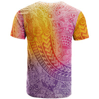 Hawaiian Turtles and Leis T Shirt Tribal Kakau Pattern Magical Rainbow Sky