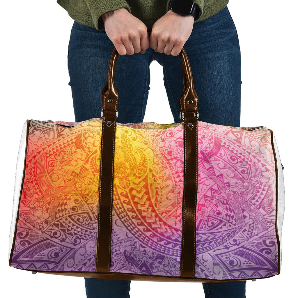 Hawaiian Turtles and Leis Travel Bag Tribal Kakau Pattern Magical Rainbow Sky