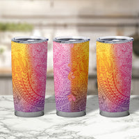 Hawaiian Turtles and Leis Tumbler Cup Tribal Kakau Pattern Magical Rainbow Sky