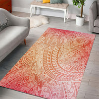 Hawaiian Turtles and Leis Area Rug Tribal Kakau Pattern Peach Fuzz Color