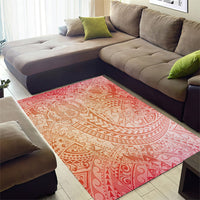 Hawaiian Turtles and Leis Area Rug Tribal Kakau Pattern Peach Fuzz Color