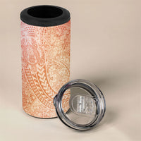 Hawaiian Turtles and Leis 4 in 1 Can Cooler Tumbler Tribal Kakau Pattern Peach Fuzz Color