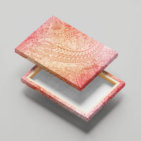 Hawaiian Turtles and Leis Canvas Wall Art Tribal Kakau Pattern Peach Fuzz Color