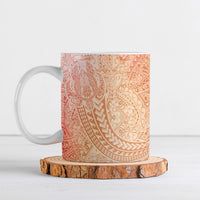 Hawaiian Turtles and Leis Ceramic Mug Tribal Kakau Pattern Peach Fuzz Color
