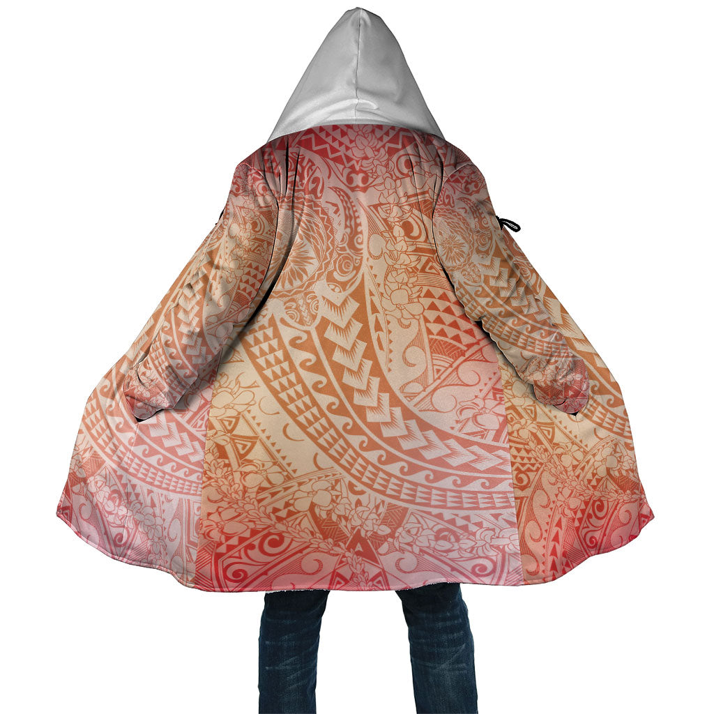 Hawaiian Turtles and Leis Cloak Tribal Kakau Pattern Peach Fuzz Color