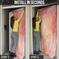 Hawaiian Turtles and Leis Door Cover Tribal Kakau Pattern Peach Fuzz Color