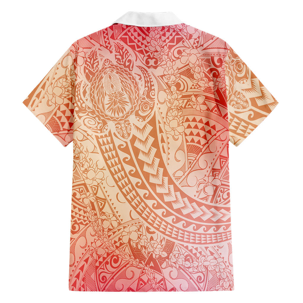 Hawaiian Turtles and Leis Family Matching Tank Maxi Dress and Hawaiian Shirt Tribal Kakau Pattern Peach Fuzz Color