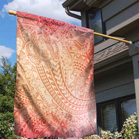 Hawaiian Turtles and Leis Garden Flag Tribal Kakau Pattern Peach Fuzz Color