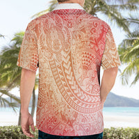 Hawaiian Turtles and Leis Hawaiian Shirt Tribal Kakau Pattern Peach Fuzz Color