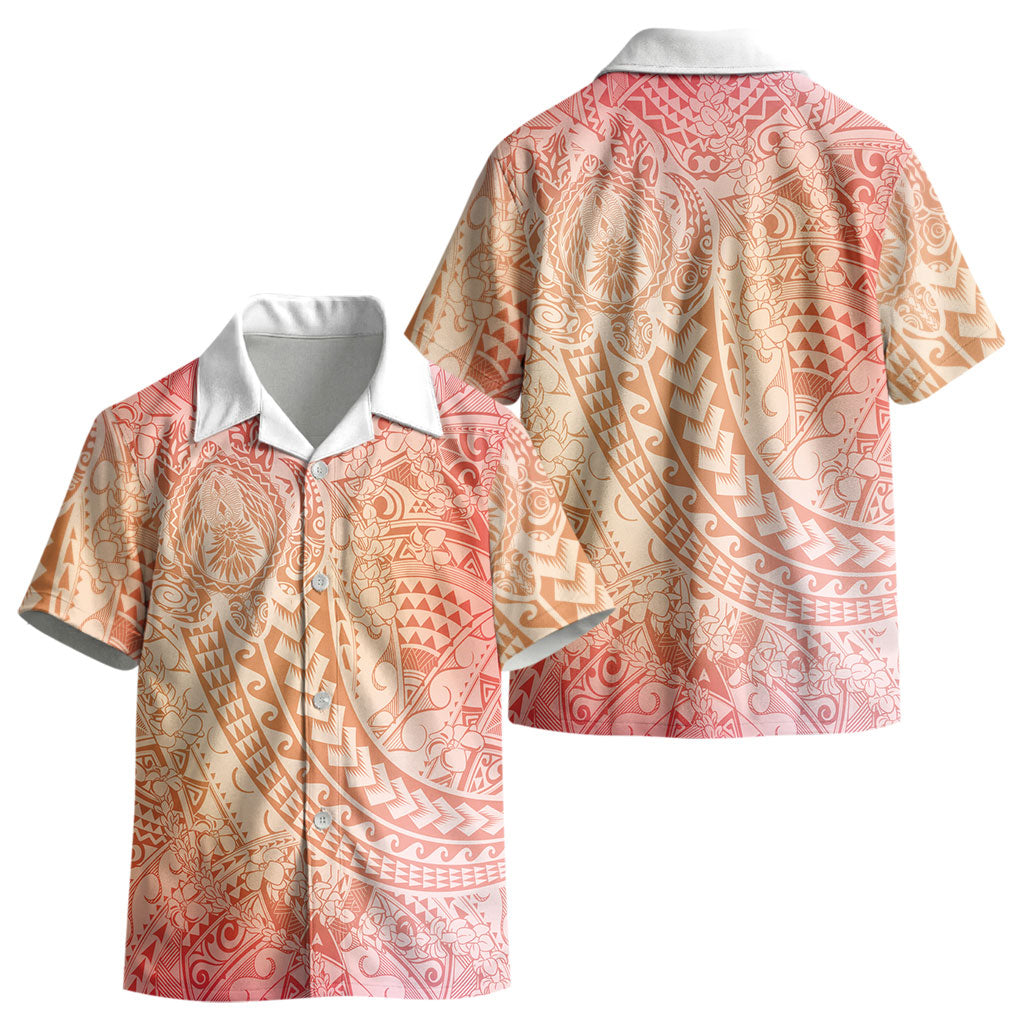Hawaiian Turtles and Leis Kid Hawaiian Shirt Tribal Kakau Pattern Peach Fuzz Color LT03 - Polynesian Pride