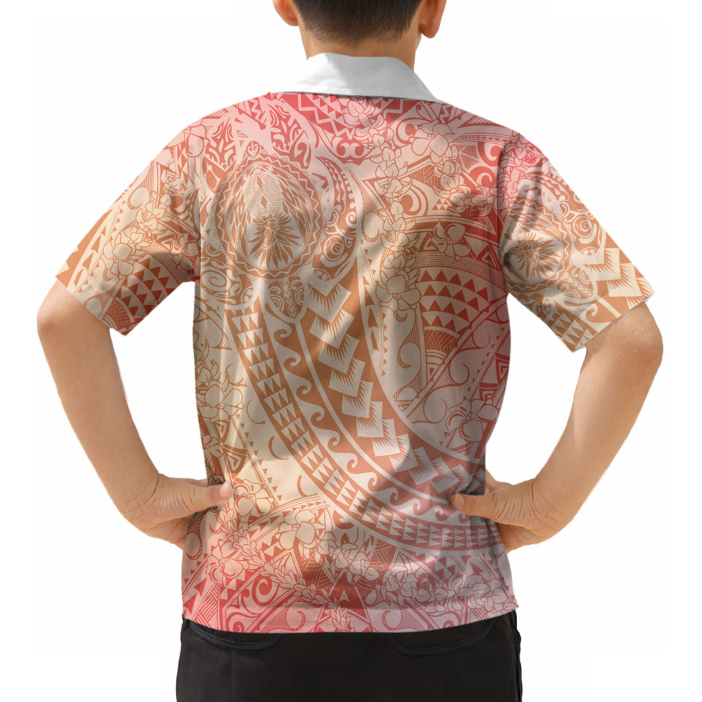 Hawaiian Turtles and Leis Kid Hawaiian Shirt Tribal Kakau Pattern Peach Fuzz Color LT03 - Polynesian Pride
