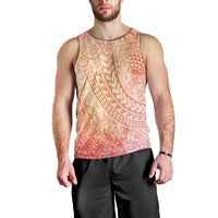 Hawaiian Turtles and Leis Men Tank Top Tribal Kakau Pattern Peach Fuzz Color