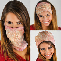 Hawaiian Turtles and Leis Neck Gaiter Tribal Kakau Pattern Peach Fuzz Color