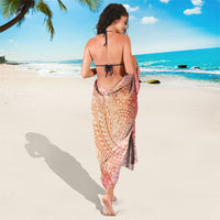Hawaiian Turtles and Leis Sarong Tribal Kakau Pattern Peach Fuzz Color