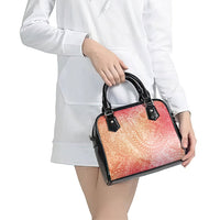 Hawaiian Turtles and Leis Shoulder Handbag Tribal Kakau Pattern Peach Fuzz Color