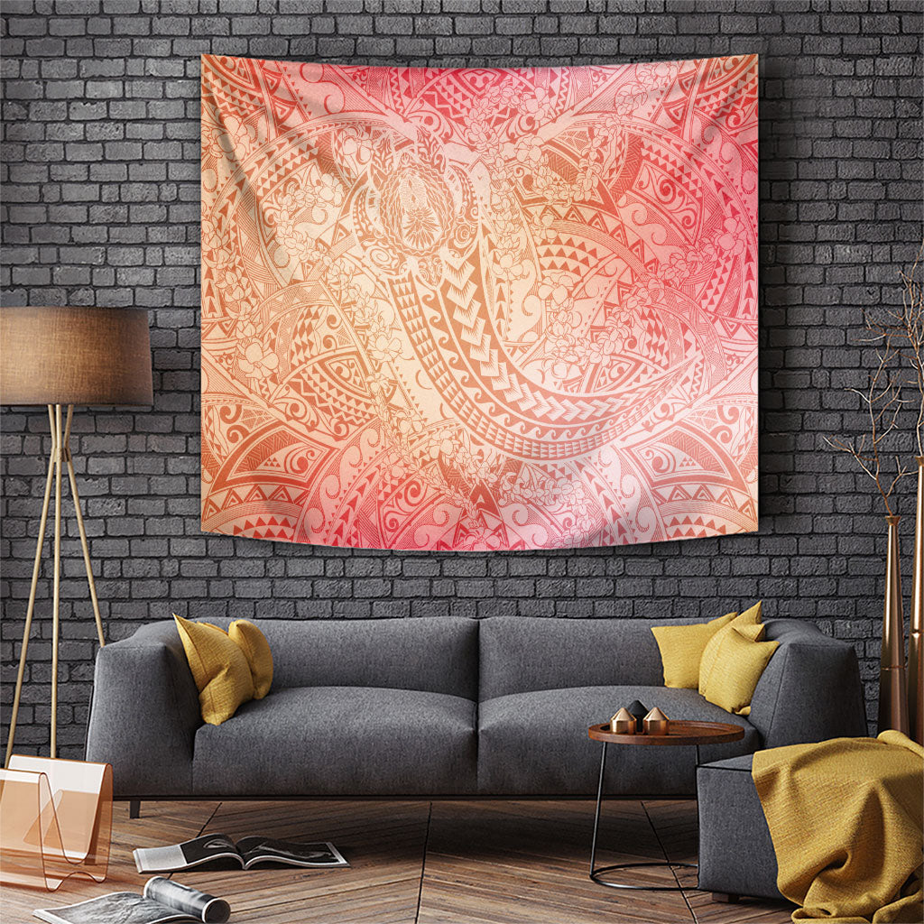 Hawaiian Turtles and Leis Tapestry Tribal Kakau Pattern Peach Fuzz Color LT03 Peach Fuzz - Polynesian Pride