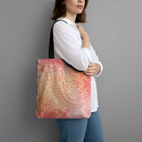 Hawaiian Turtles and Leis Tote Bag Tribal Kakau Pattern Peach Fuzz Color