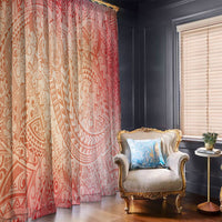 Hawaiian Turtles and Leis Window Curtain Tribal Kakau Pattern Peach Fuzz Color