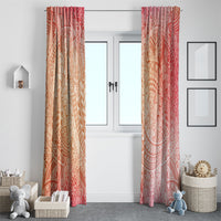 Hawaiian Turtles and Leis Window Curtain Tribal Kakau Pattern Peach Fuzz Color