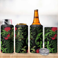 New Zealand Chameleon and Gecko 4 in 1 Can Cooler Tumbler Maori Silver Fern and Pohutukawa Decoration